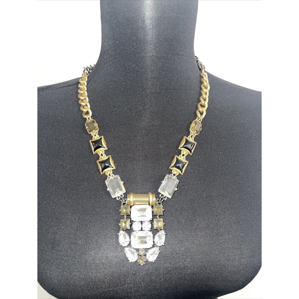 Stella & Dot PHOENIX Mixed Metal Sparkling Crystal Statement Pendant Necklace